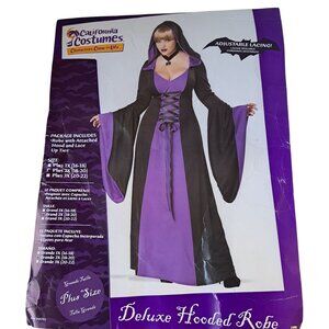 Wicked Witch Halloween Costume Womens Plus 2XL Black Purple Hooded Robe